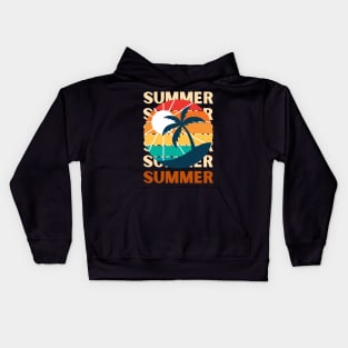 Hello summer sunset Beach summertime Adventure travel lover palm tree sun Kids Hoodie